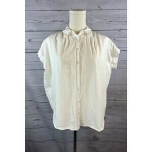 Madewell White Short Sleeve Button Up Shirt Womens XXS Oversized Relaxed Fit
